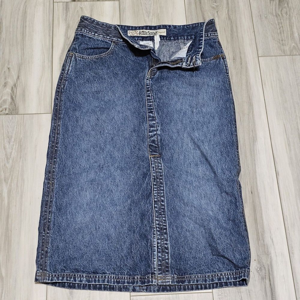 Billabong Long Denim Skirt Size 3 - 30x28 With A 13 Inch Slit